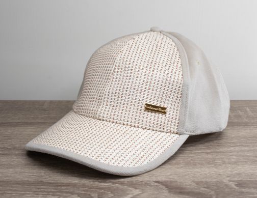 金標紙布棒球帽 (米白灰)