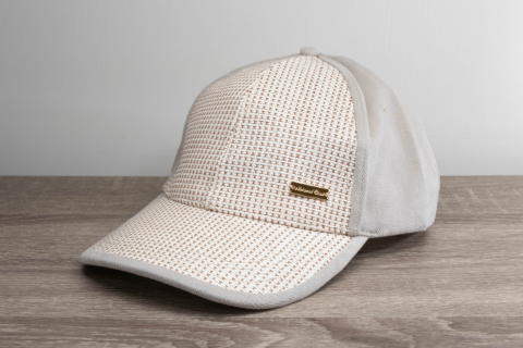 金標紙布棒球帽 (米白灰)