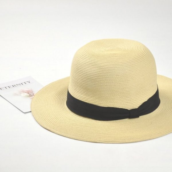 圓頂紙編遮陽帽-米白色