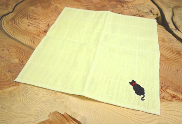 貓刺繡布巾 - 鮮黃 2