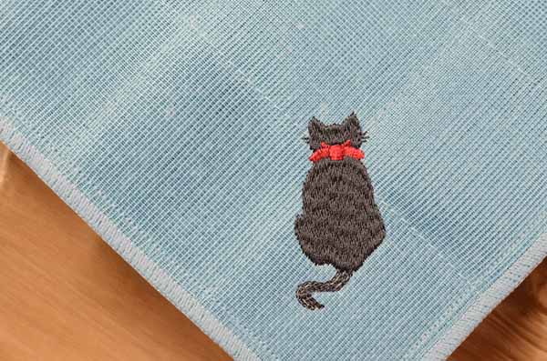 貓刺繡布巾 - 藍色 3