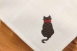 貓刺繡布巾 - 白色