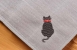 貓刺繡布巾 - 灰色