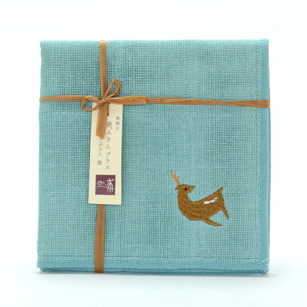 鹿刺繡布巾 - 青藍 1