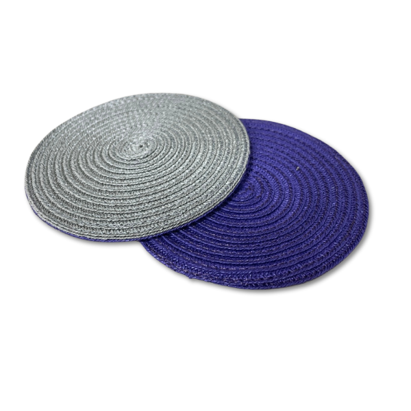 紙編帶杯墊(雙面) 霧銀灰／午夜紫