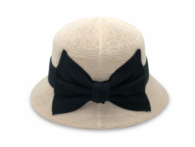 英倫蝴蝶結淑女帽-米白</br>(後側裝飾)