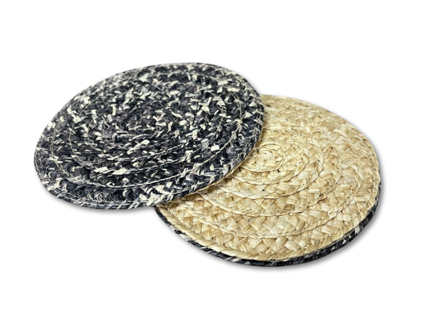 紙編帶杯墊(雙面) 混石黑 /自然色