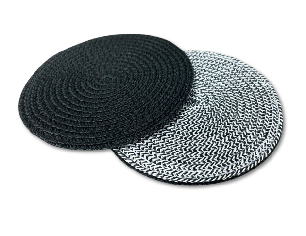 紙編帶杯墊(雙面) 經典黑/斑馬色