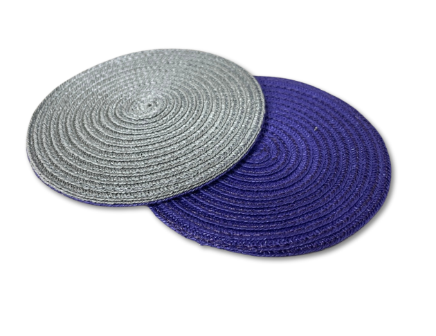 紙編帶杯墊(雙面) 霧銀灰/午夜紫